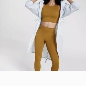 Calia Maxi Windbreaker Light Blue Hooded Longline Nylon Jacket M/L